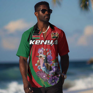 Personalized Afro Kenya Lilac Breasted Roller Hawaiian Shirt With Violet Flowers