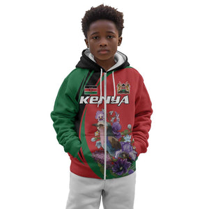Personalized Afro Kenya Lilac Breasted Roller Kid Hoodie With Violet Flowers