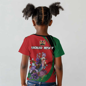 Personalized Afro Kenya Lilac Breasted Roller Kid T shirt With Violet Flowers