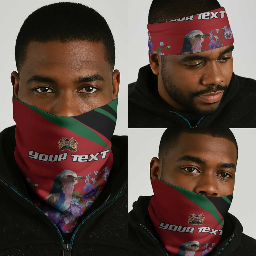 Personalized Afro Kenya Lilac Breasted Roller Neck Gaiter Violet Flowers LT18
