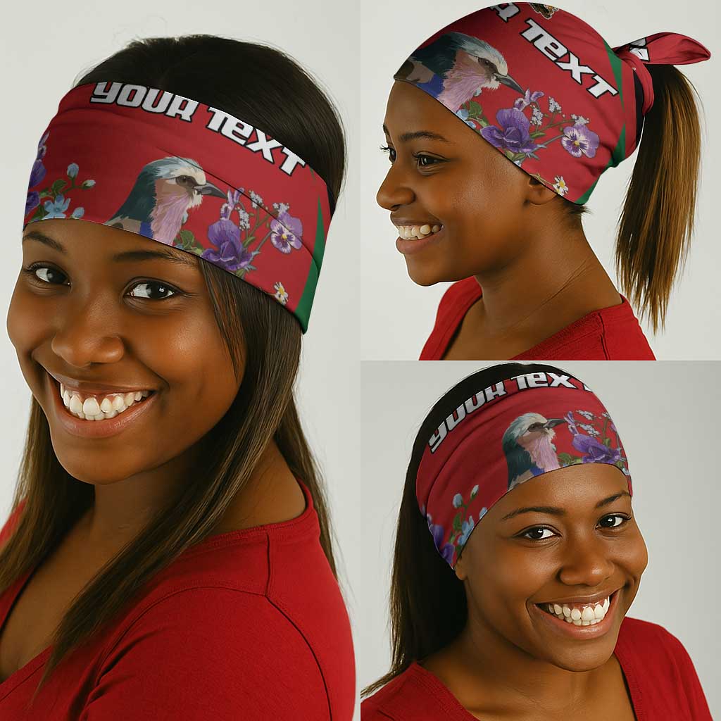Personalized Afro Kenya Lilac Breasted Roller Neck Gaiter Violet Flowers LT18