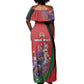 Personalized Afro Kenya Lilac Breasted Roller Off Shoulder Maxi Dress With Violet Flowers