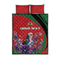 Personalized Afro Kenya Lilac Breasted Roller Quilt Bed Set With Violet Flowers