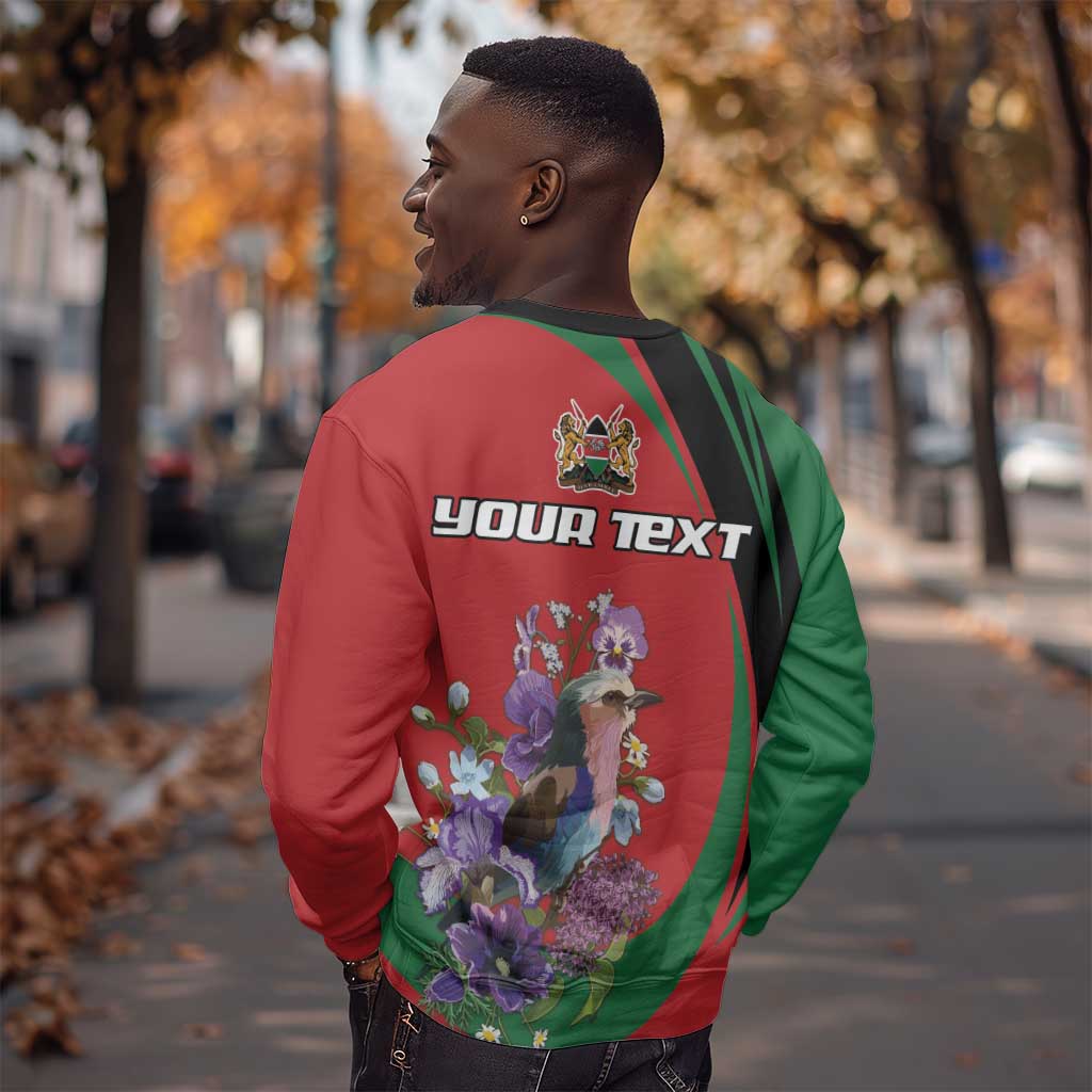 Personalized Afro Kenya Lilac Breasted Roller Sweatshirt With Violet Flowers