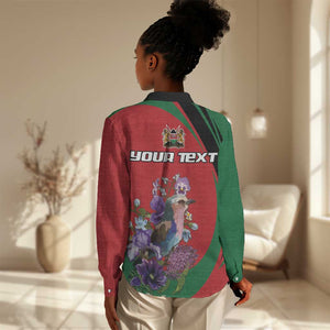 Personalized Afro Kenya Lilac Breasted Roller Women Casual Shirt With Violet Flowers LT18