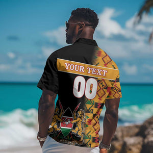 Custom Afro Kenya Coat Of Arms Hawaiian Shirt With Kente Patterns