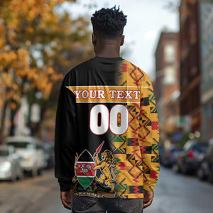 Custom Afro Kenya Coat Of Arms Long Sleeve Shirt With Kente Patterns LT18