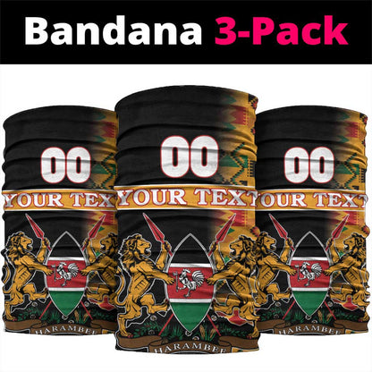 Custom Afro Kenya Coat Of Arms Neck Gaiter Kente Patterns LT18