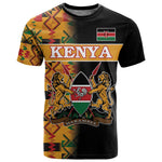 Custom Afro Kenya Coat Of Arms T shirt With Kente Patterns