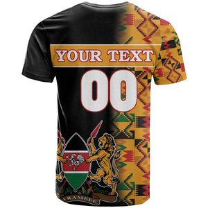 Custom Afro Kenya Coat Of Arms T shirt With Kente Patterns