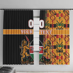 Custom Afro Kenya Coat Of Arms Window Curtain With Kente Patterns