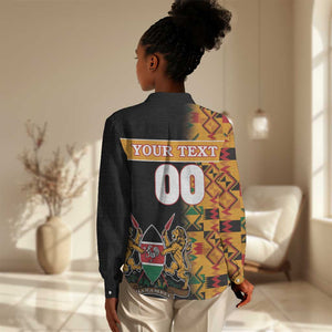 Custom Afro Kenya Coat Of Arms Women Casual Shirt With Kente Patterns LT18