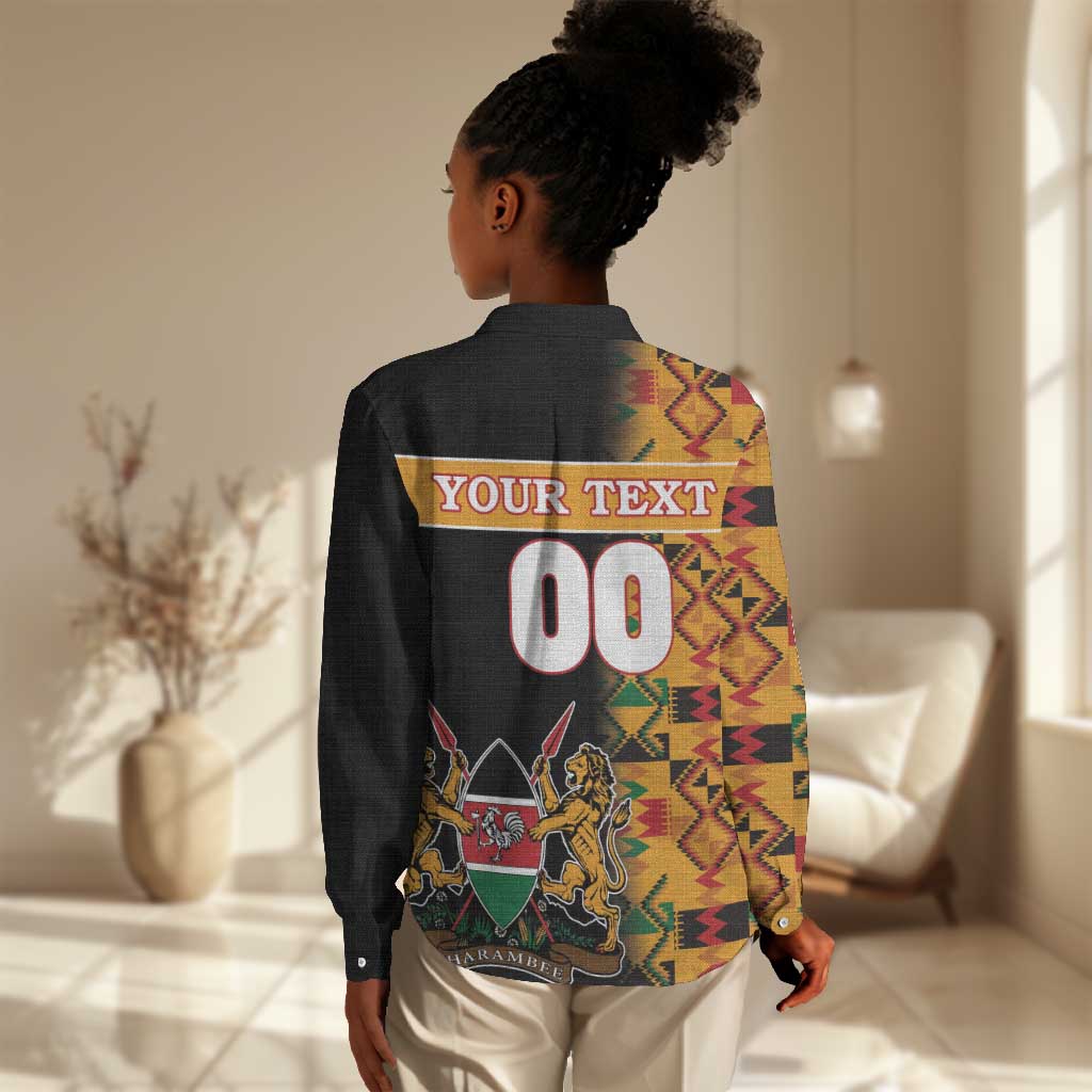 Custom Afro Kenya Coat Of Arms Women Casual Shirt With Kente Patterns LT18