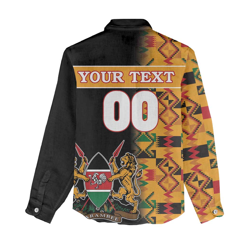 Custom Afro Kenya Coat Of Arms Women Casual Shirt With Kente Patterns LT18