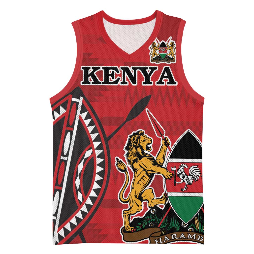 Personalized Afro Kenya Coat Of Arms Basketball Jersey Ethnic Seamless Pattern - African Pride