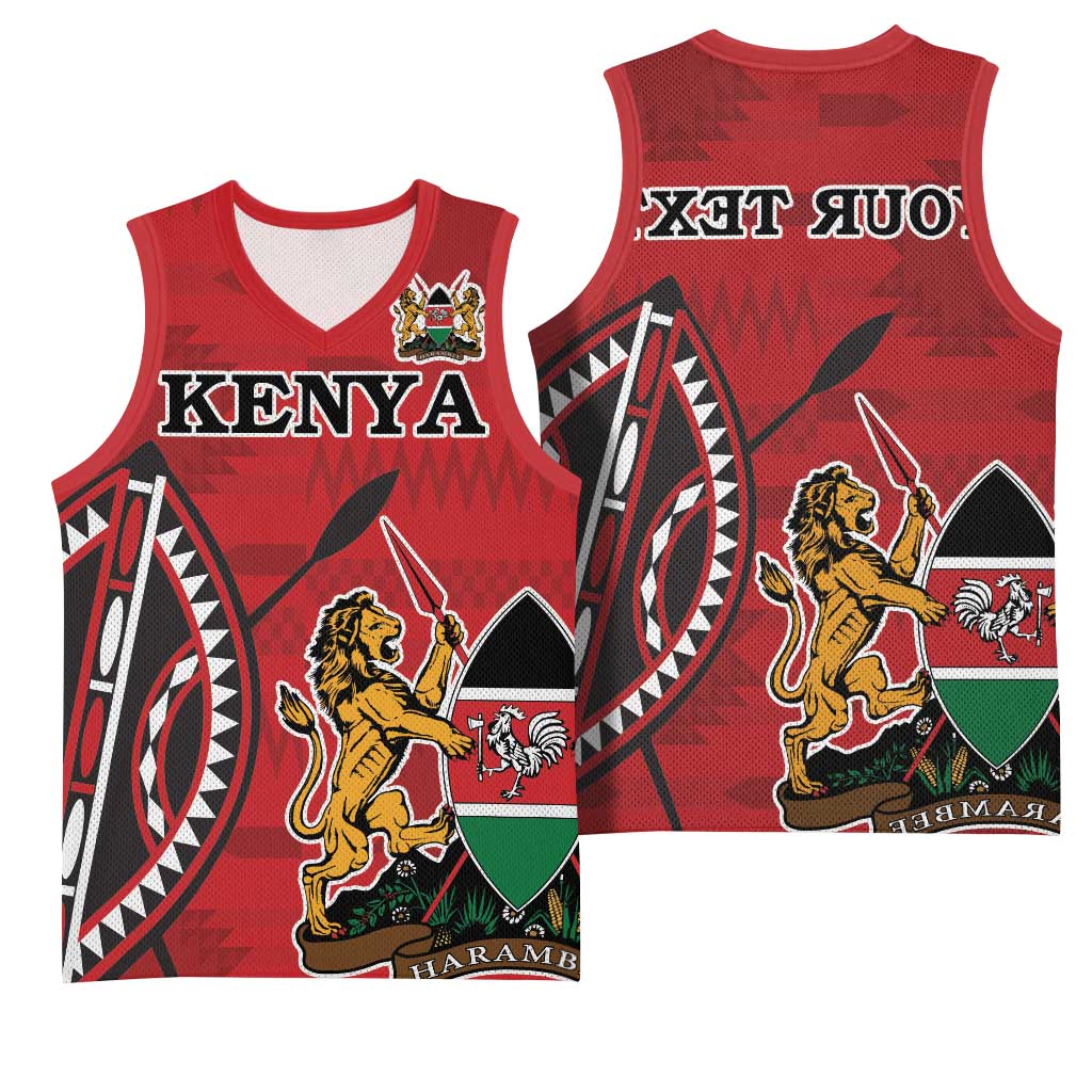 Personalized Afro Kenya Coat Of Arms Basketball Jersey Ethnic Seamless Pattern - African Pride