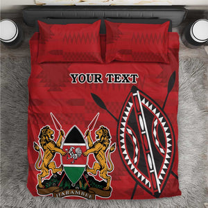 Personalized Afro Kenya Coat Of Arms Bedding Set Ethnic Seamless Pattern