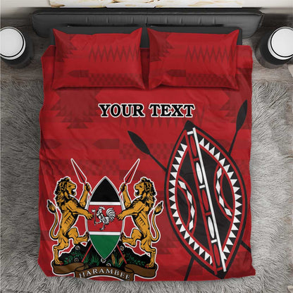 Personalized Afro Kenya Coat Of Arms Bedding Set Ethnic Seamless Pattern