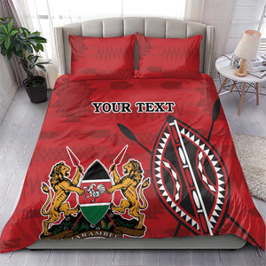 Personalized Afro Kenya Coat Of Arms Bedding Set Ethnic Seamless Pattern