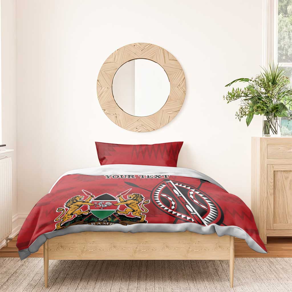 Personalized Afro Kenya Coat Of Arms Bedding Set Ethnic Seamless Pattern