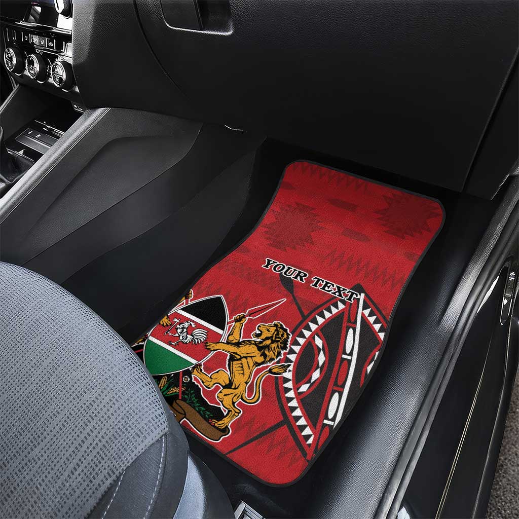 Personalized Afro Kenya Coat Of Arms Car Mats Ethnic Seamless Pattern