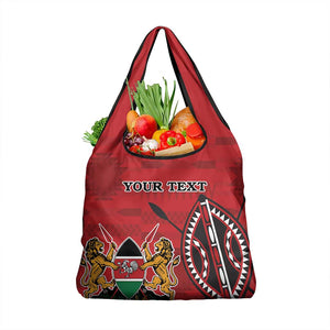 Personalized Afro Kenya Coat Of Arms Grocery Bag Ethnic Seamless Pattern