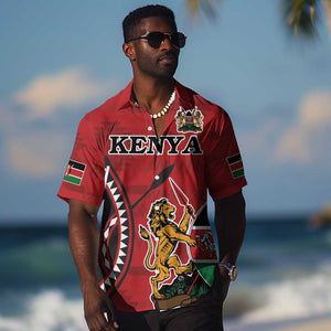 Personalized Afro Kenya Coat Of Arms Hawaiian Shirt Ethnic Seamless Pattern