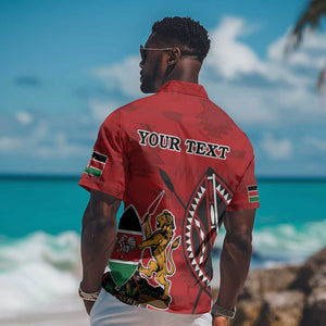 Personalized Afro Kenya Coat Of Arms Hawaiian Shirt Ethnic Seamless Pattern