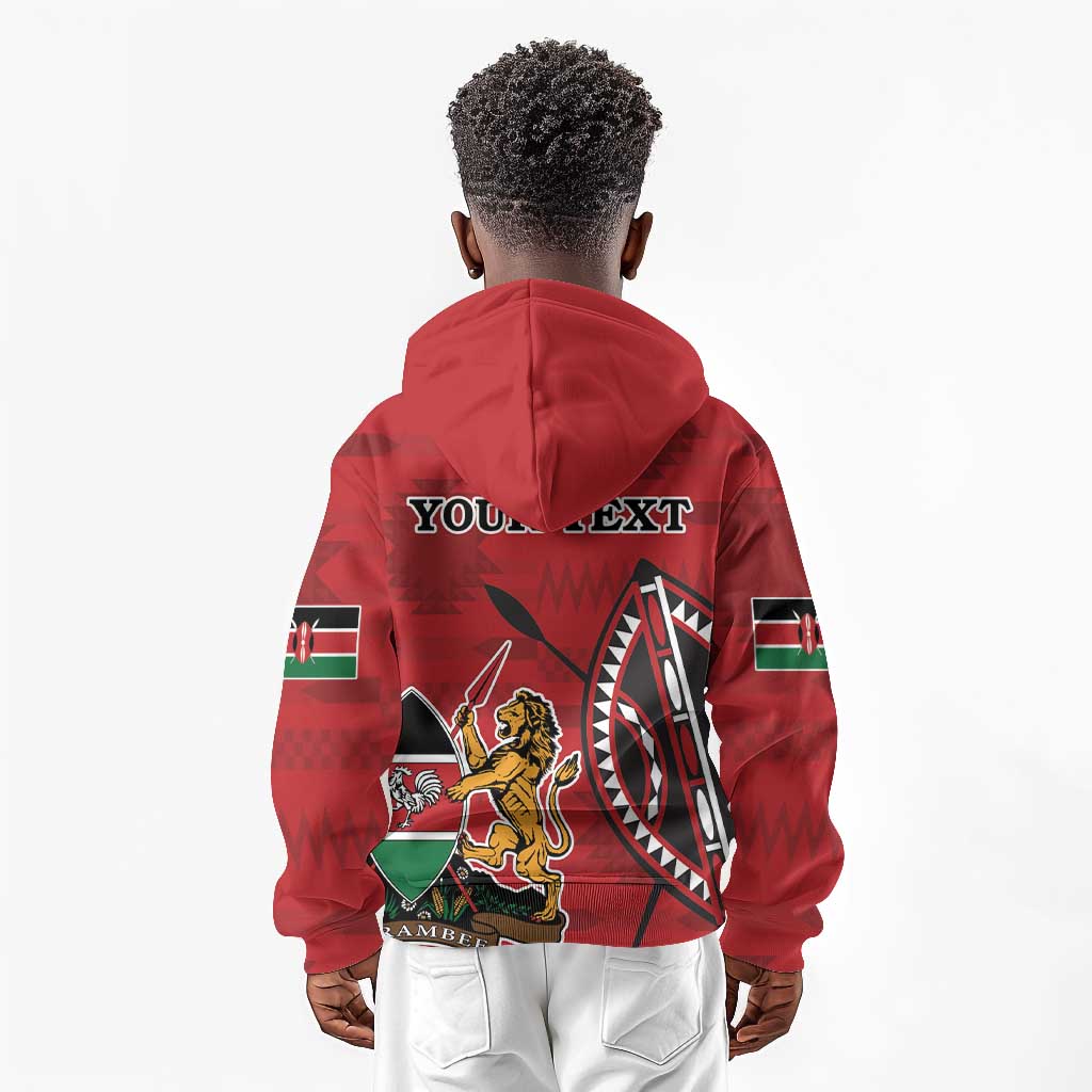 Personalized Afro Kenya Coat Of Arms Kid Hoodie Ethnic Seamless Pattern