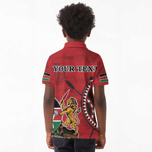 Personalized Afro Kenya Coat Of Arms Kid Polo Shirt Ethnic Seamless Pattern