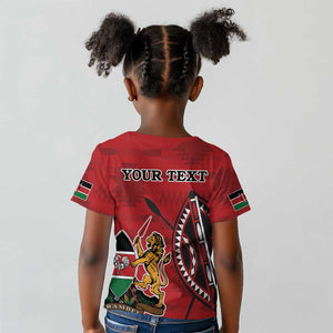 Personalized Afro Kenya Coat Of Arms Kid T shirt Ethnic Seamless Pattern