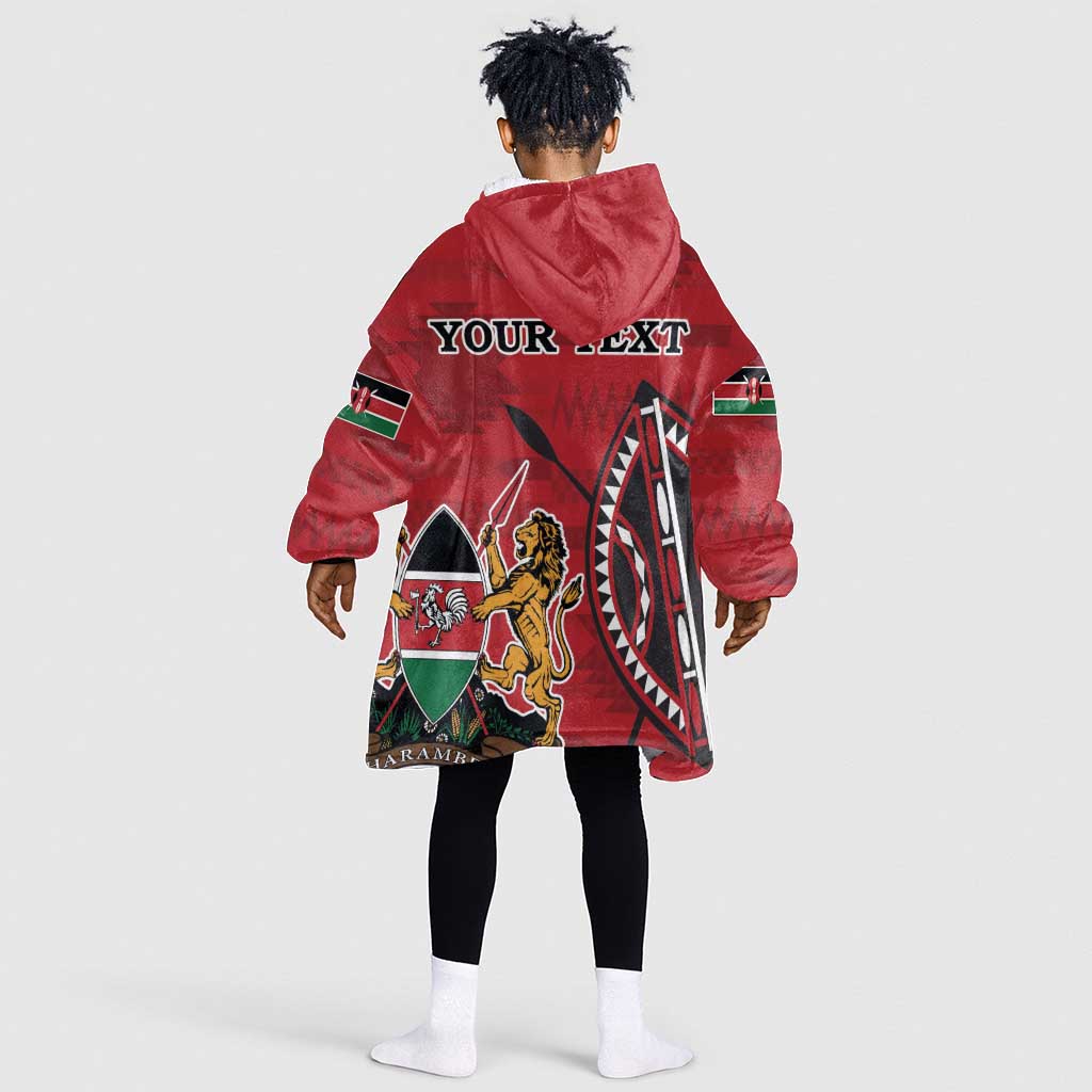 Personalized Afro Kenya Coat Of Arms KId Wearable Blanket Hoodie Ethnic Seamless Pattern