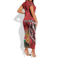 Personalized Afro Kenya Coat Of Arms Short Sleeve Bodycon Dress Ethnic Seamless Pattern LT18