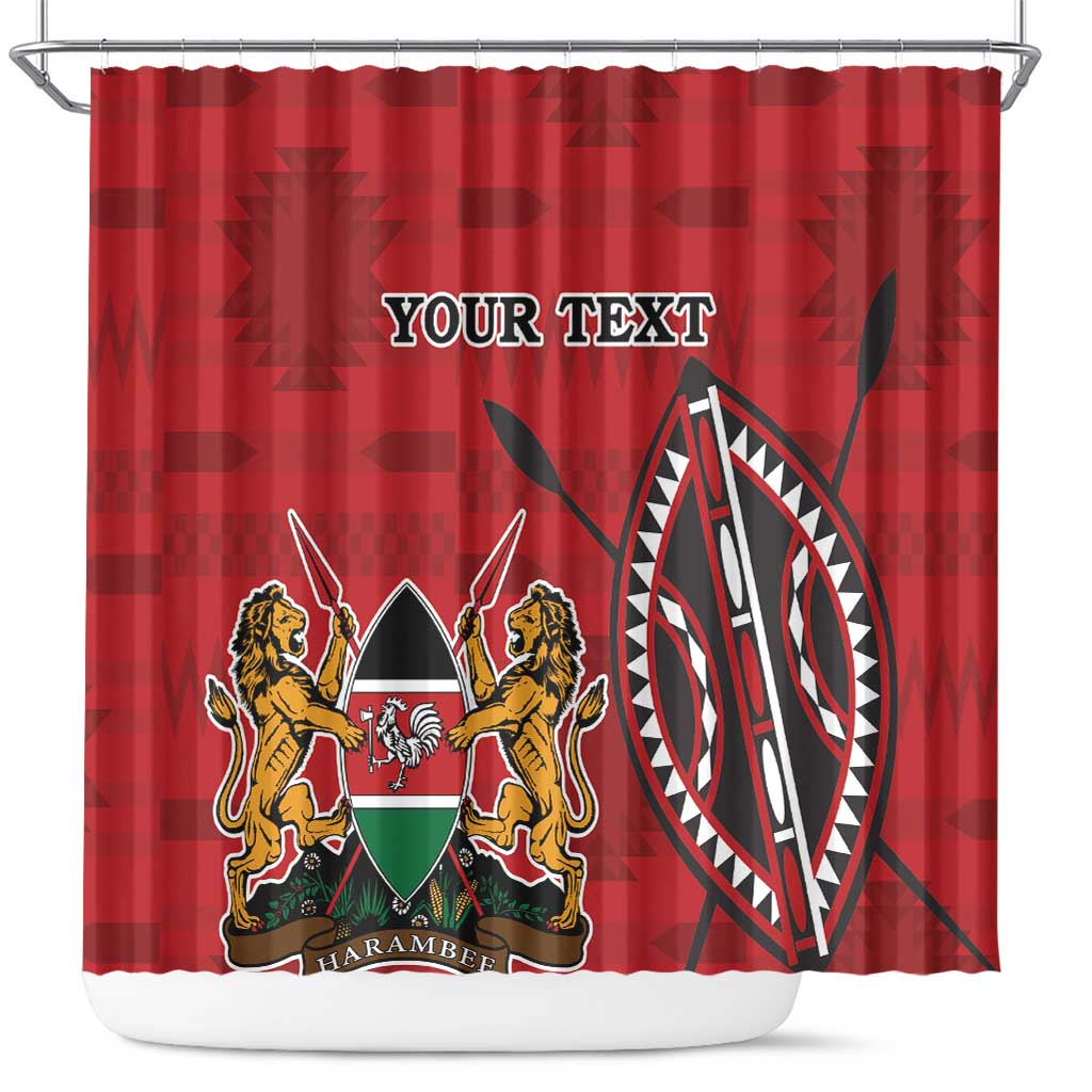Personalized Afro Kenya Coat Of Arms Shower Curtain Ethnic Seamless Pattern