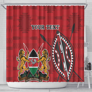 Personalized Afro Kenya Coat Of Arms Shower Curtain Ethnic Seamless Pattern