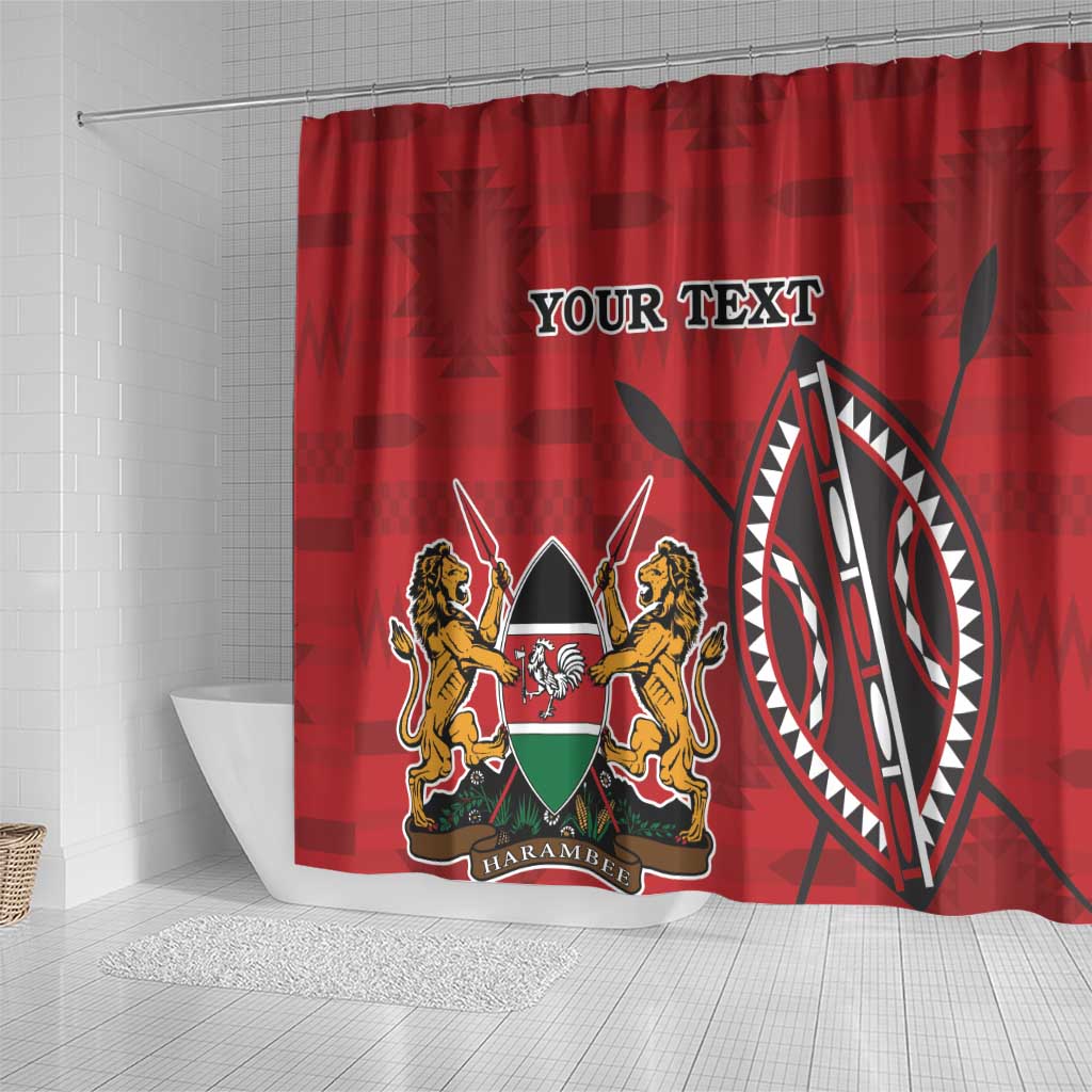 Personalized Afro Kenya Coat Of Arms Shower Curtain Ethnic Seamless Pattern