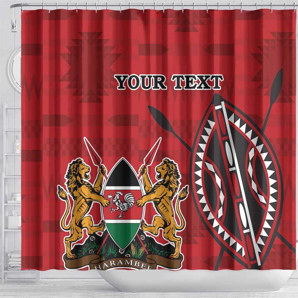 Personalized Afro Kenya Coat Of Arms Shower Curtain Ethnic Seamless Pattern