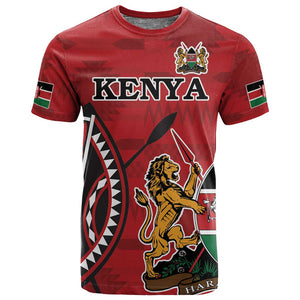 Personalized Afro Kenya Coat Of Arms T shirt Ethnic Seamless Pattern