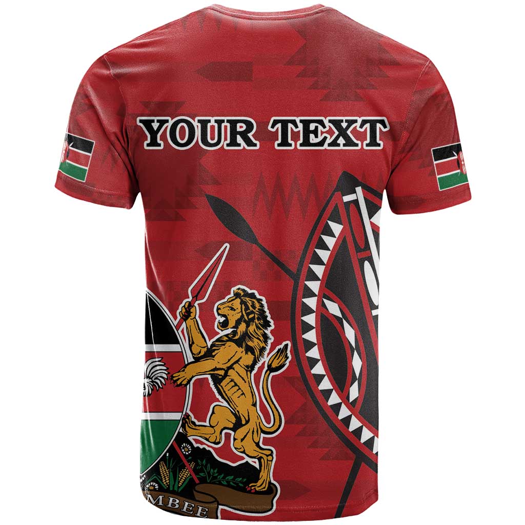 Personalized Afro Kenya Coat Of Arms T shirt Ethnic Seamless Pattern