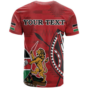 Personalized Afro Kenya Coat Of Arms T shirt Ethnic Seamless Pattern