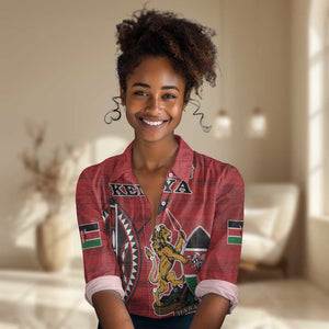 Personalized Afro Kenya Coat Of Arms Women Casual Shirt Ethnic Seamless Pattern LT18