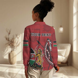 Personalized Afro Kenya Coat Of Arms Women Casual Shirt Ethnic Seamless Pattern LT18