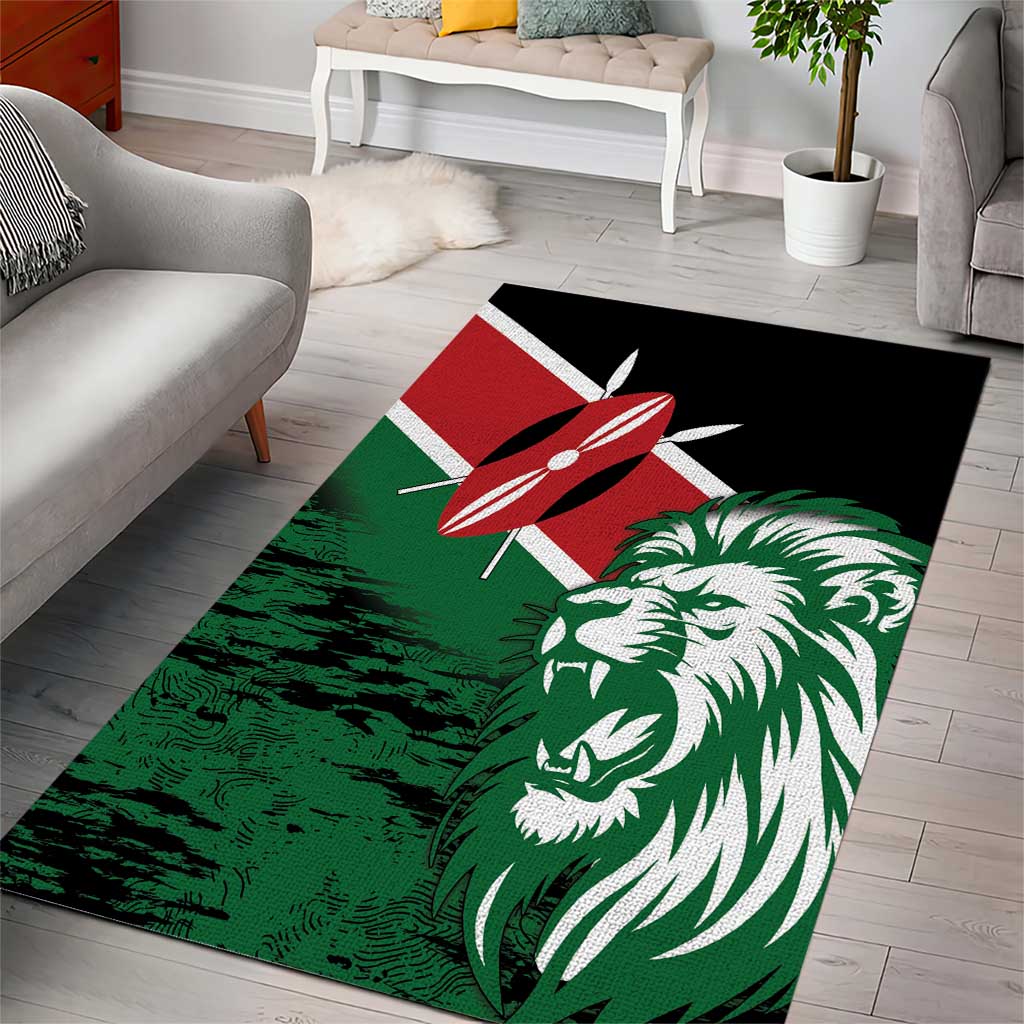 Afro Kenya Lion Head Area Rug Flag Style