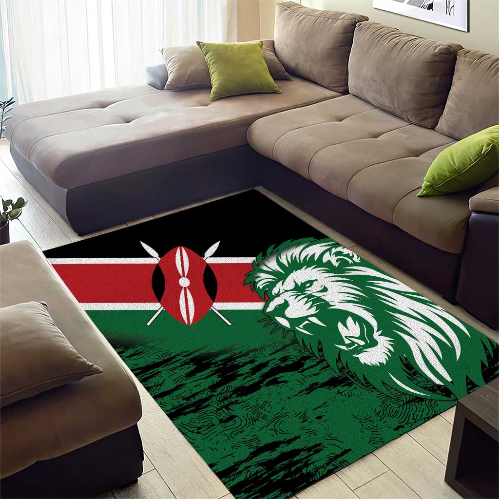 Afro Kenya Lion Head Area Rug Flag Style