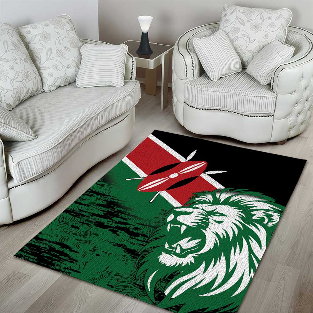 Afro Kenya Lion Head Area Rug Flag Style