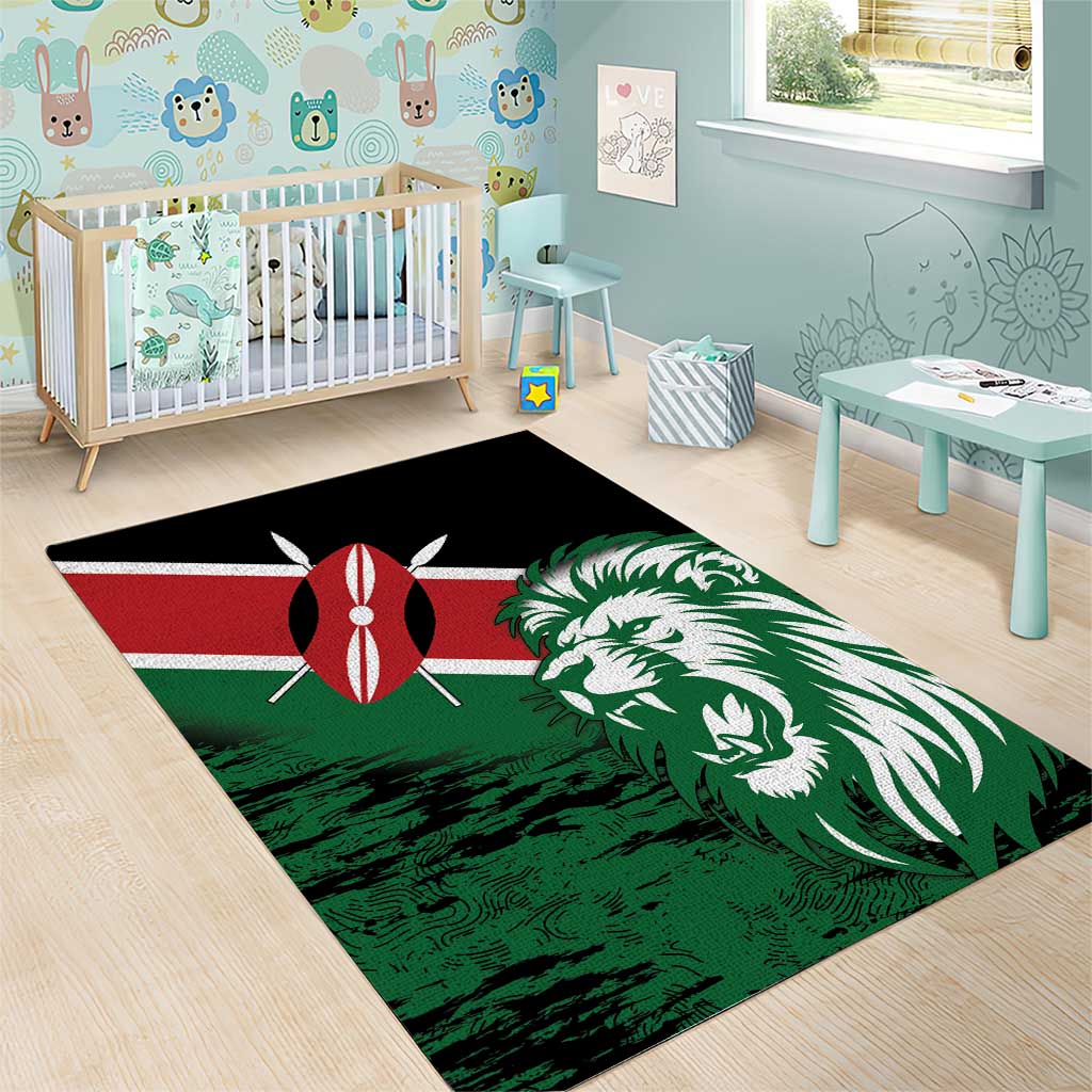 Afro Kenya Lion Head Area Rug Flag Style