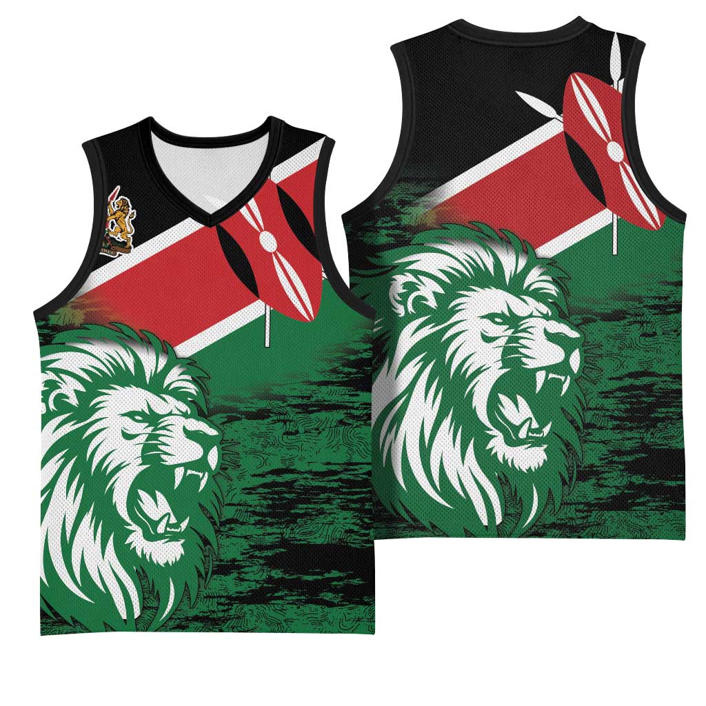 Afro Kenya Lion Head Basketball Jersey Flag Style - African Pride