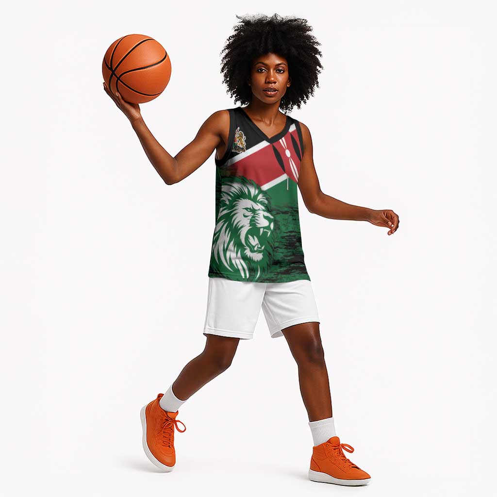 Afro Kenya Lion Head Basketball Jersey Flag Style - African Pride