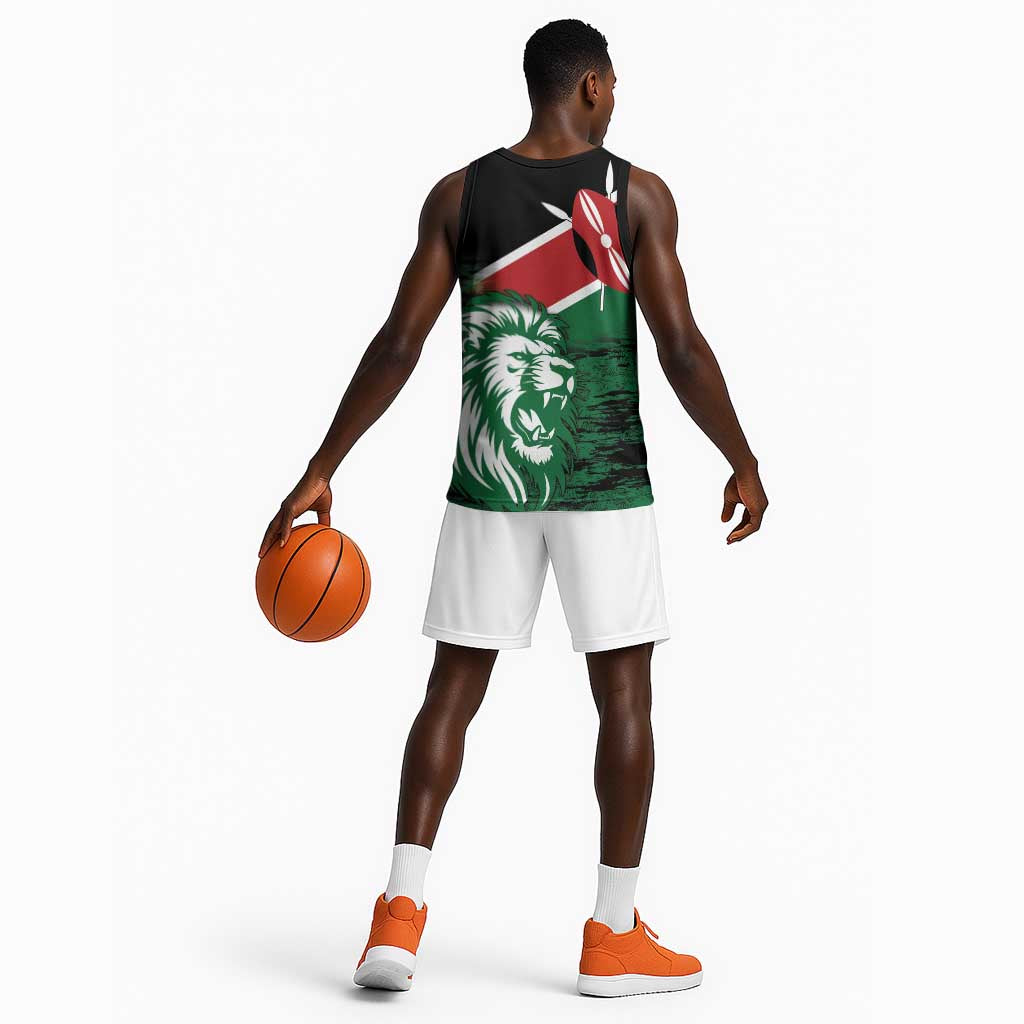 Afro Kenya Lion Head Basketball Jersey Flag Style - African Pride