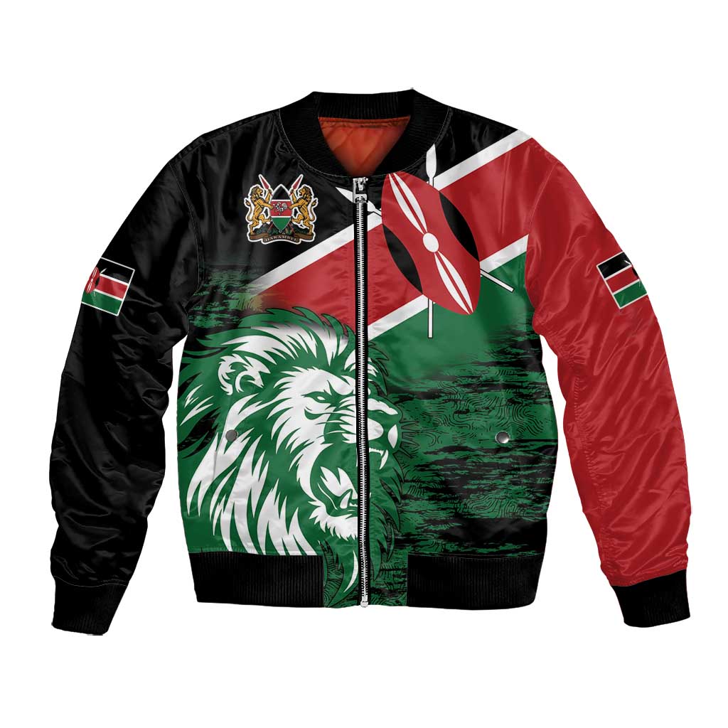 Afro Kenya Lion Head Bomber Jacket Flag Style